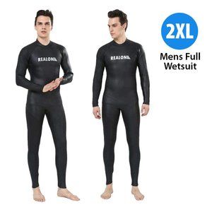 REALON Triathlon 2XL Wetsuit Men 3mm, Cold Water One Piece Smooth Skin Neoprene